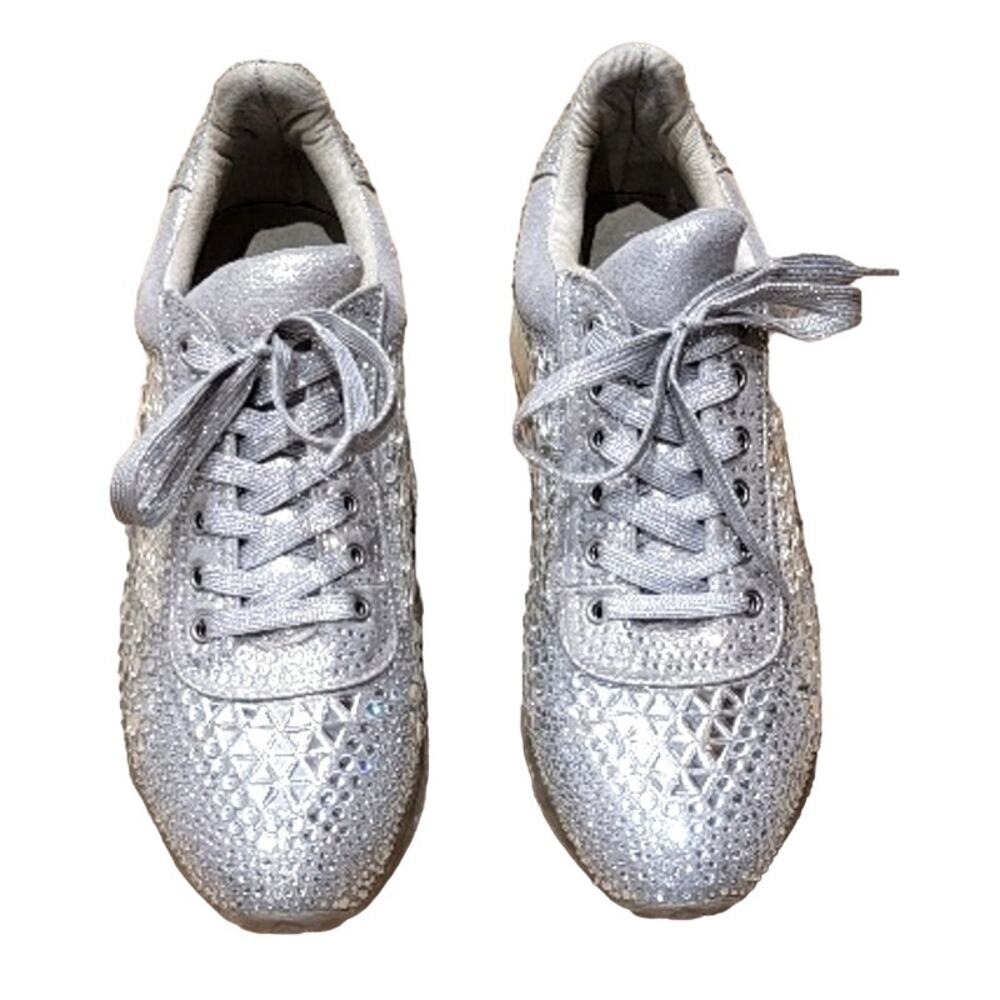 Steve Madden Sneakers Crystal Rhinestones Men's Sz 11 Lace‎ Up Corona Carissa